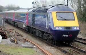 Liskeard on the 3rd March 2013 sees 43 056 heading towards Plymouth in FGW livery.